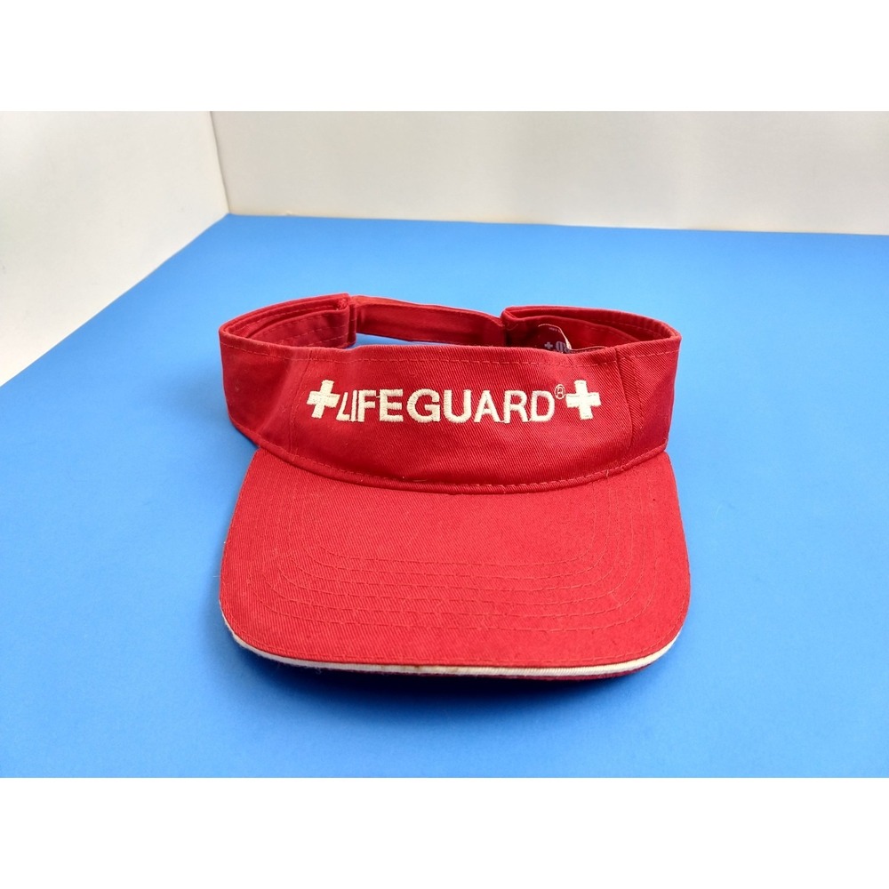 Vintage Lifeguard Red Visor Hat Cap Adjustable